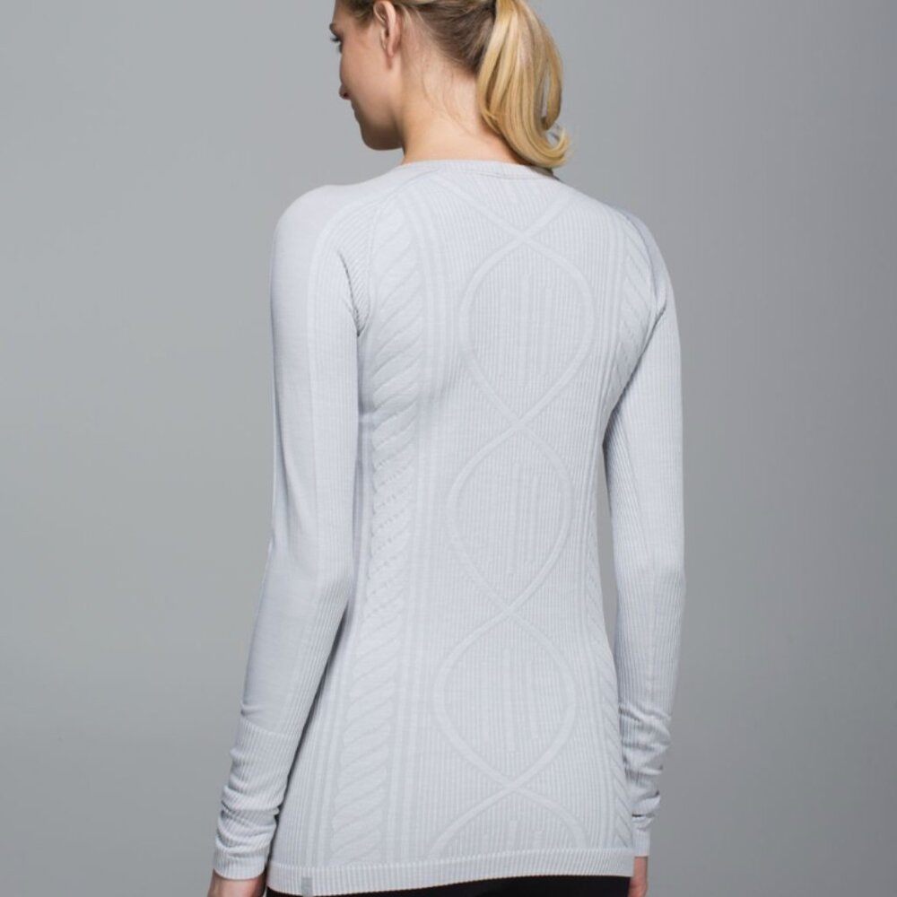 Lululemon Rest Less Long Sleeve Shirt Heathered Silver Size 6 - Picture 2 of 10